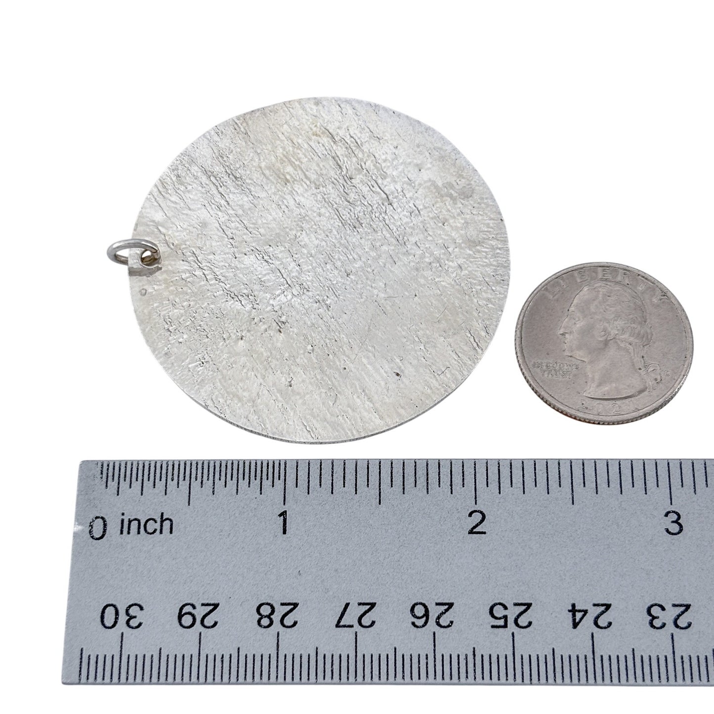 Vintage Sterling Silver 925 Large Textured Disc Pendant