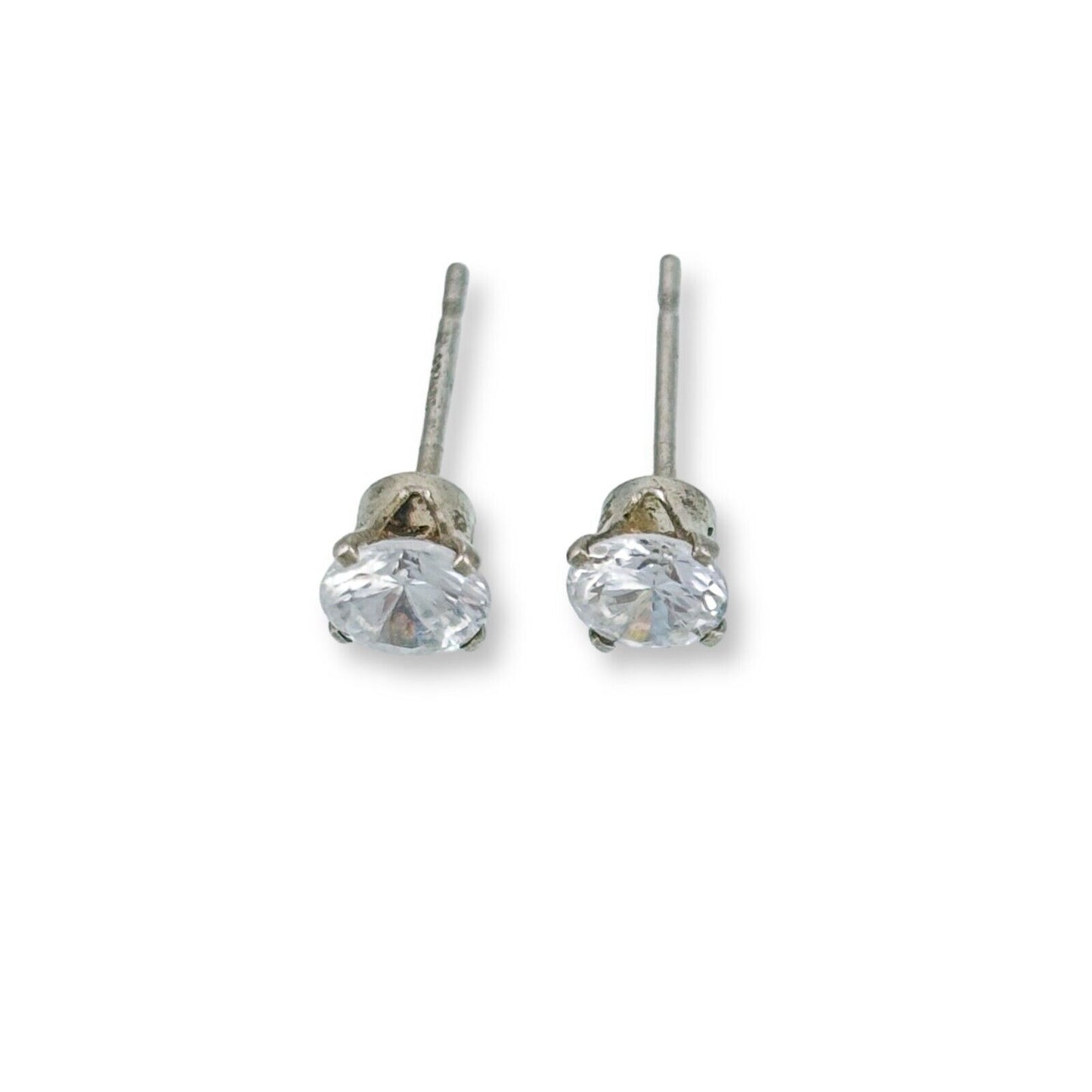 Vintage Sterling Silver 925 Cubic Zirconia Stud Earrings