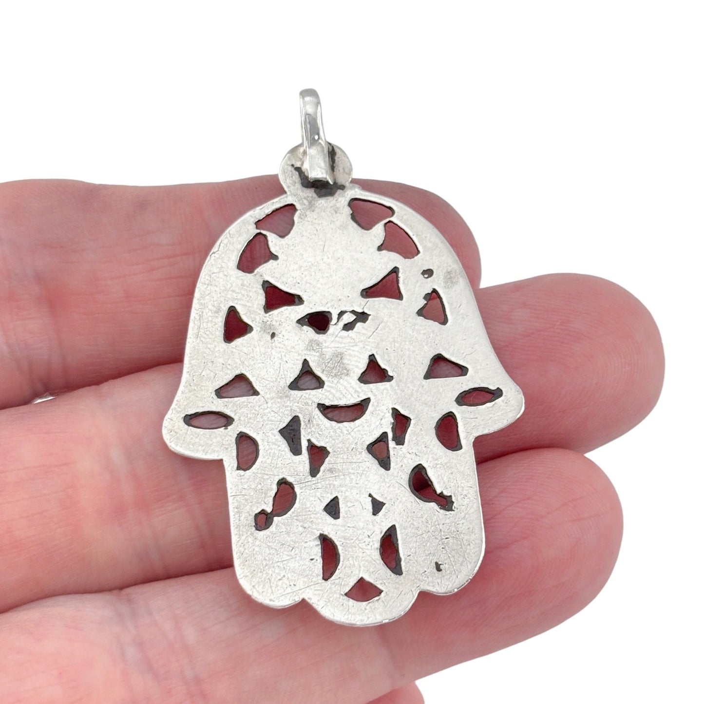 Vintage Sterling Silver 925 Hamsa Hand Pendant