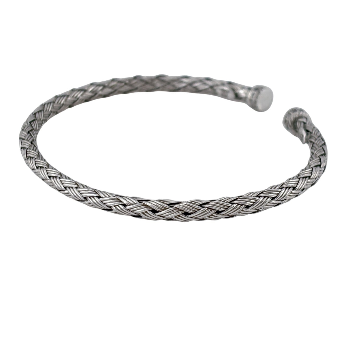 Vintage Sterling Silver 925 Flexible Braided Cuff Bracelet 6.75"