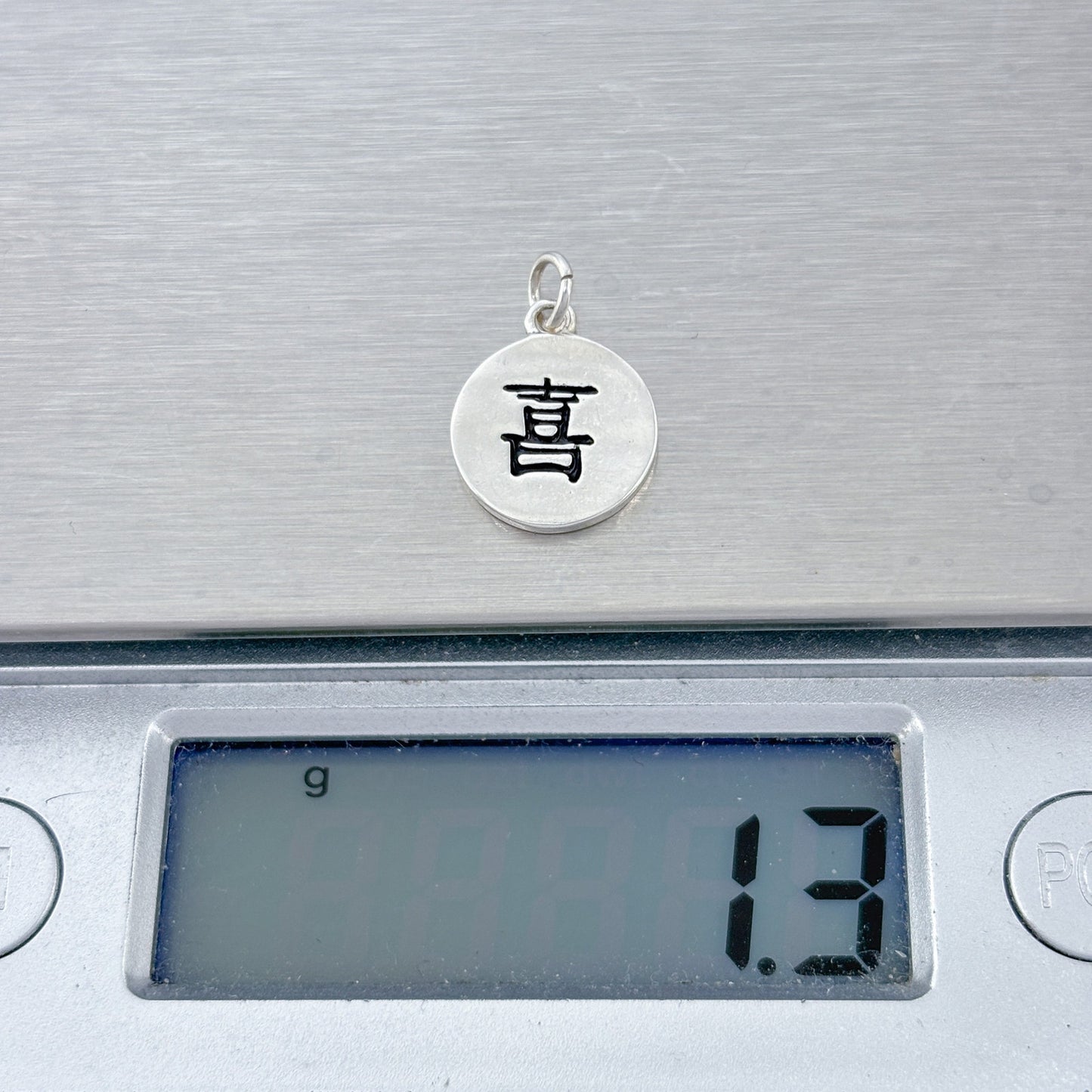 Vintage Sterling Silver 925 Chinese Character Happiness Pendant