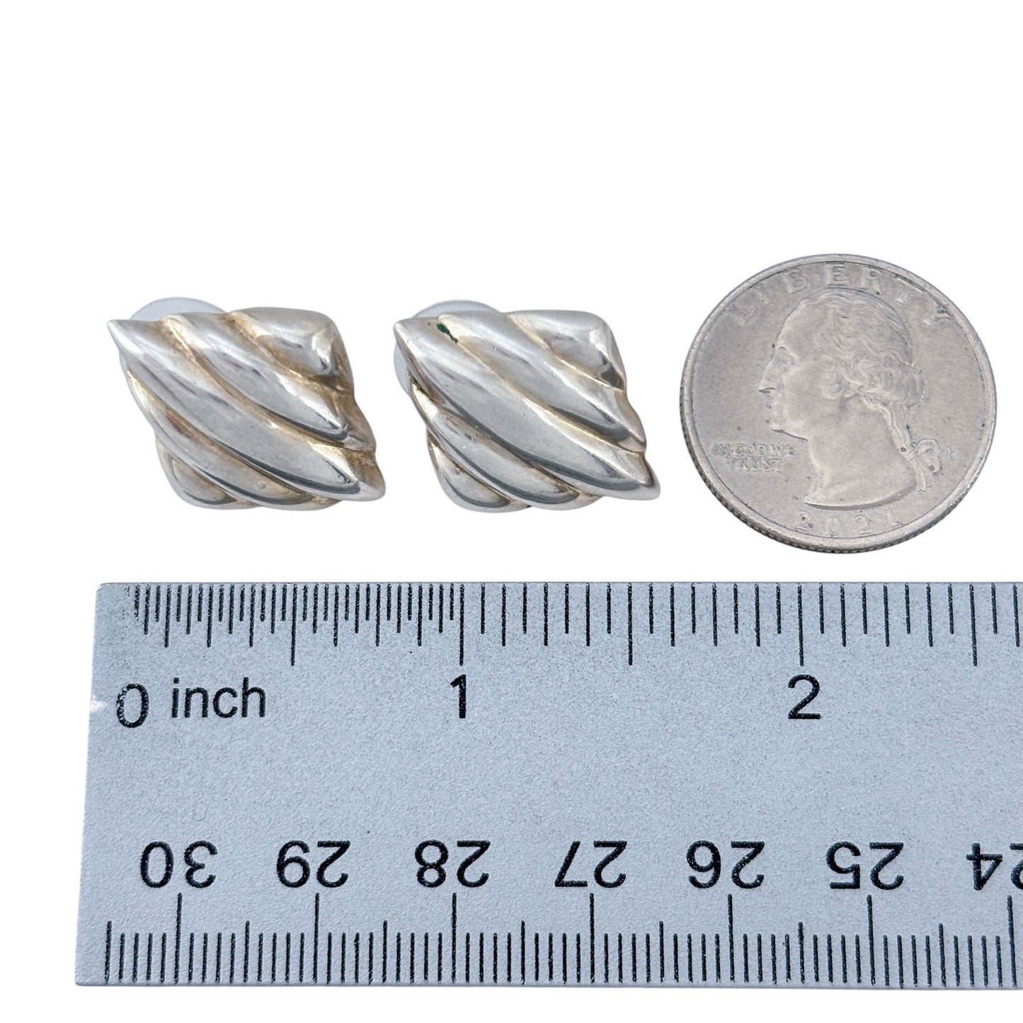 Vintage Sterling Silver 925  Fluted Earrings