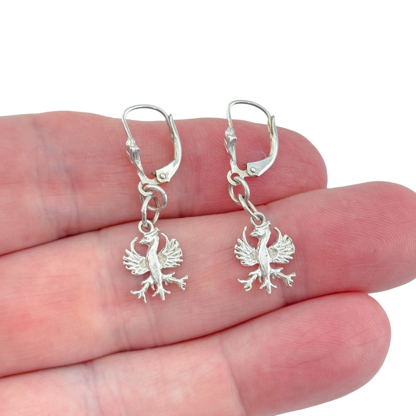 Vintage Sterling Silver 800 Polish Eagle Dangle Earrings
