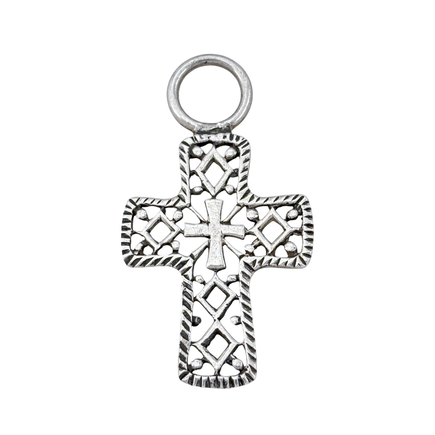 Vintage Sterling Silver 925 Ornate Filigree Cross Pendant