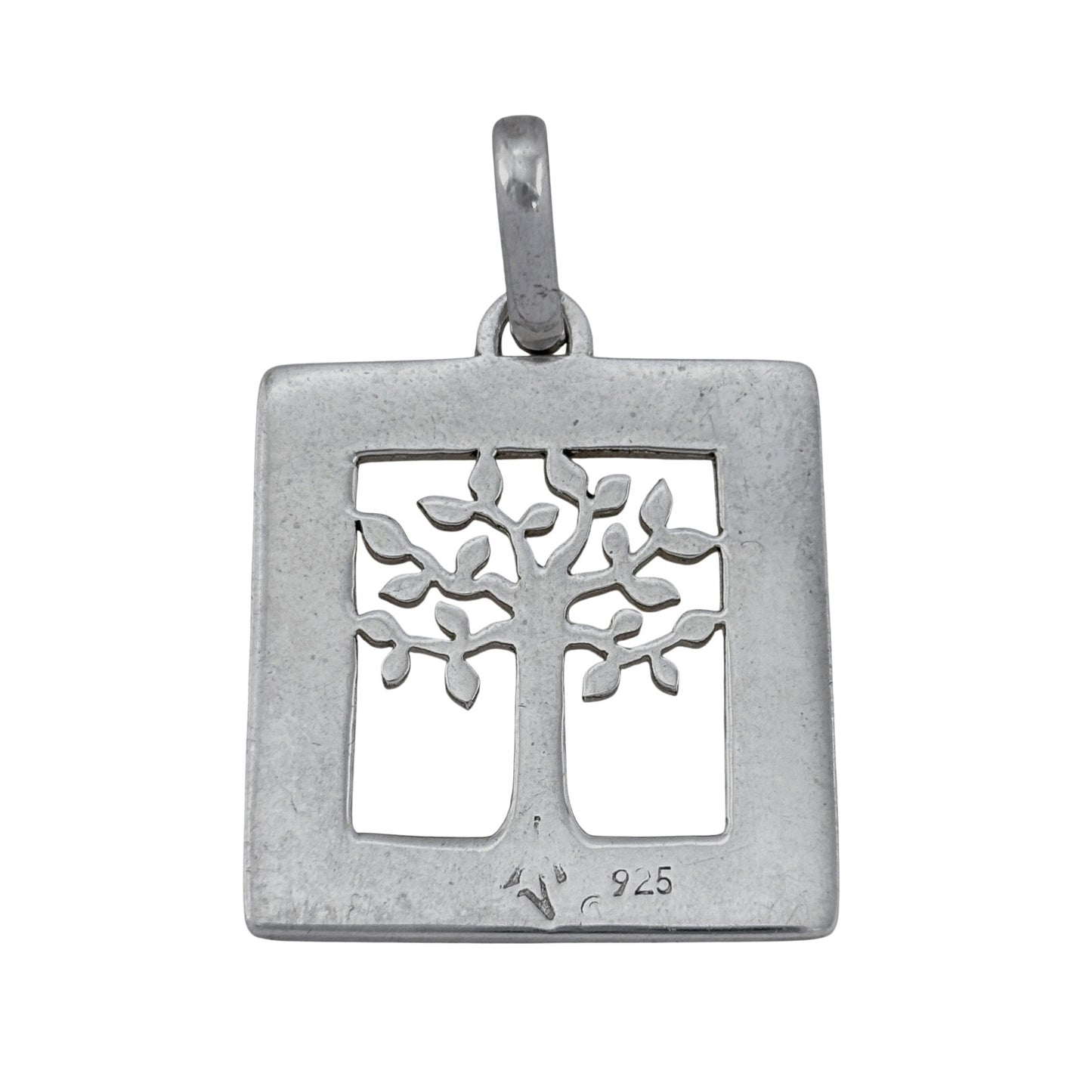 Vintage Sterling Silver 925 Tree of Life Square Pendant