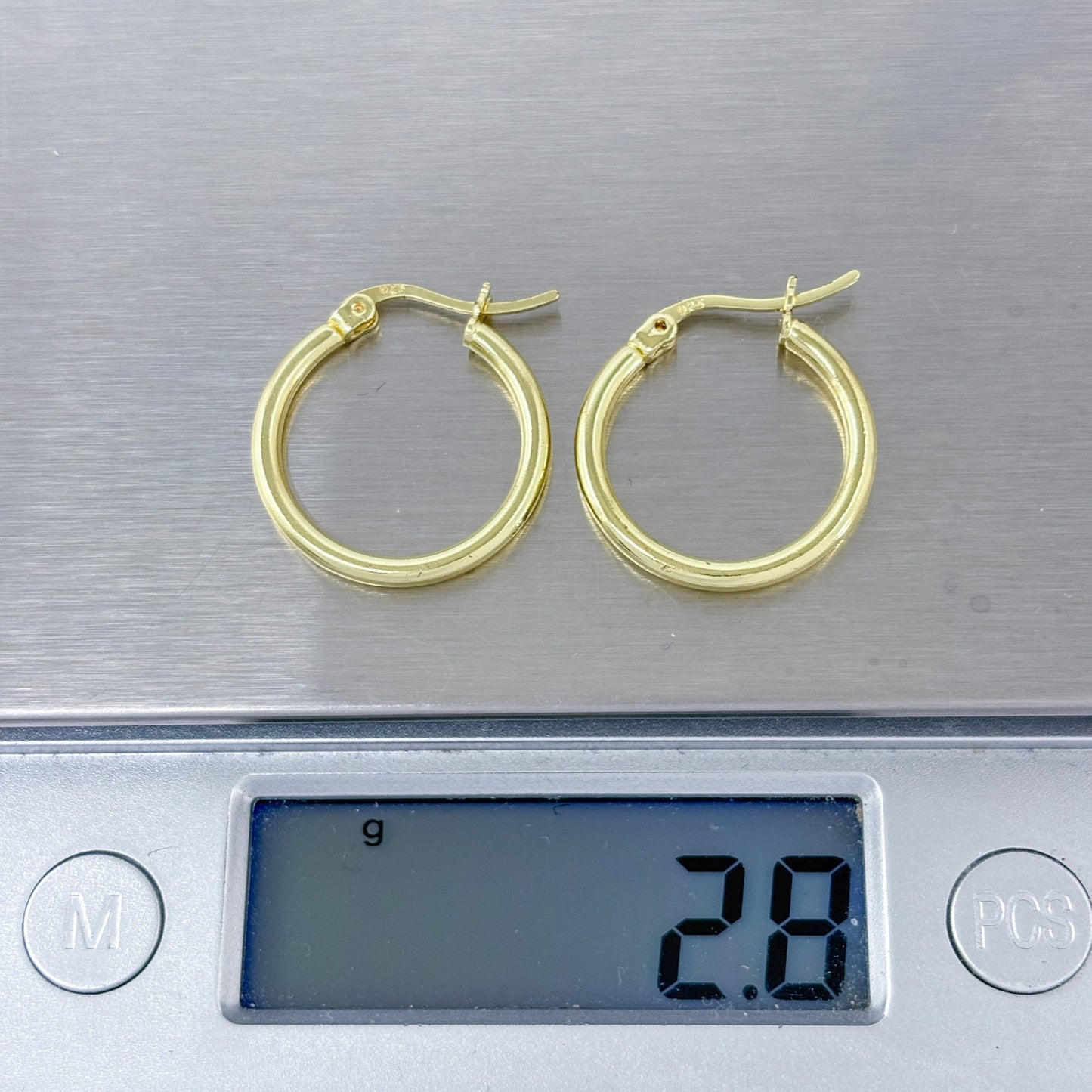 Vintage Gold-Tone Sterling Silver 925 Hoop Earrings