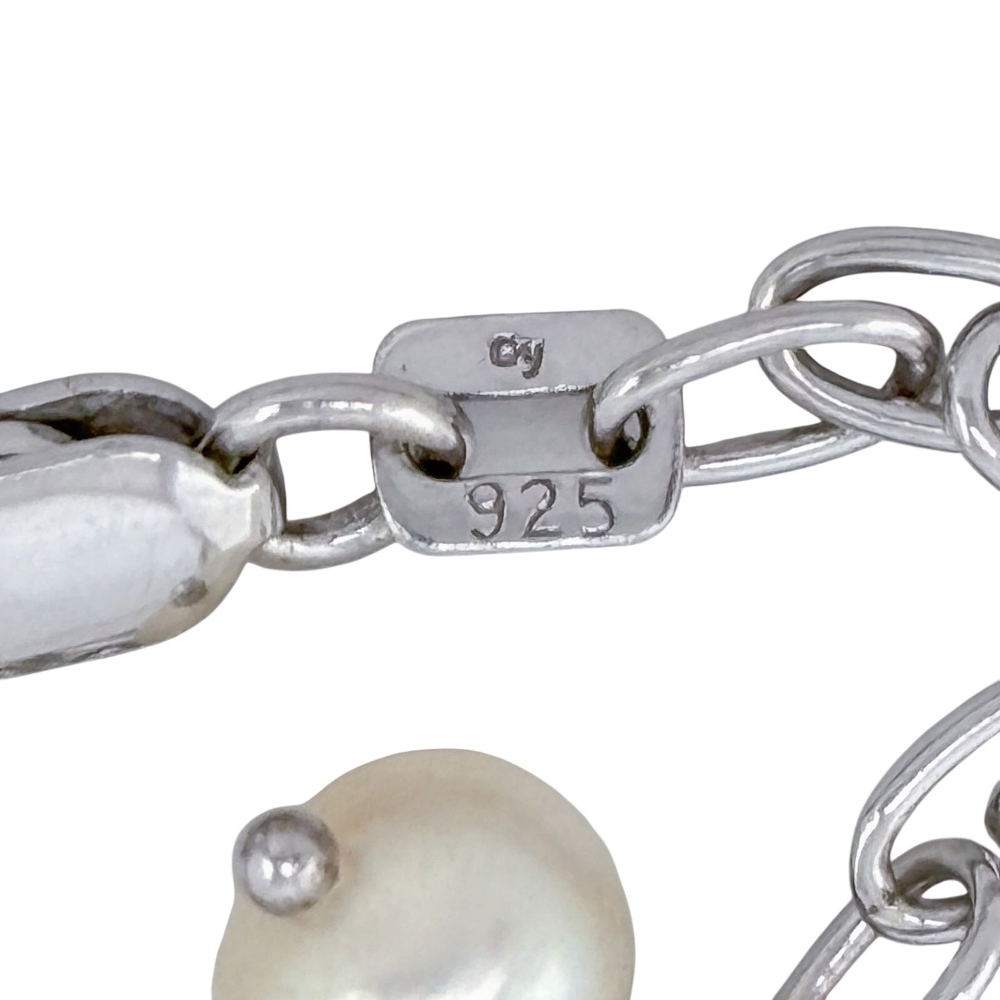 Vintage Sterling Silver 925 Pearl Star Lariat Necklace 16.5"-17.5"