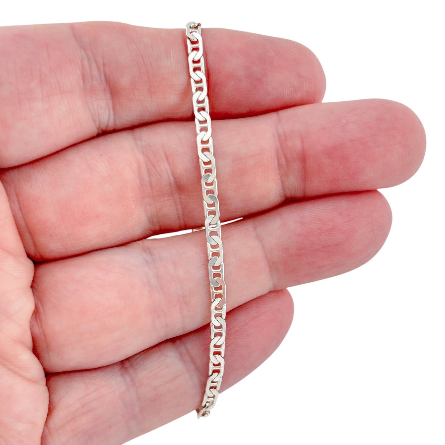 Vintage Sterling Silver 925 Italian Anchor Chain Bracelet 7"