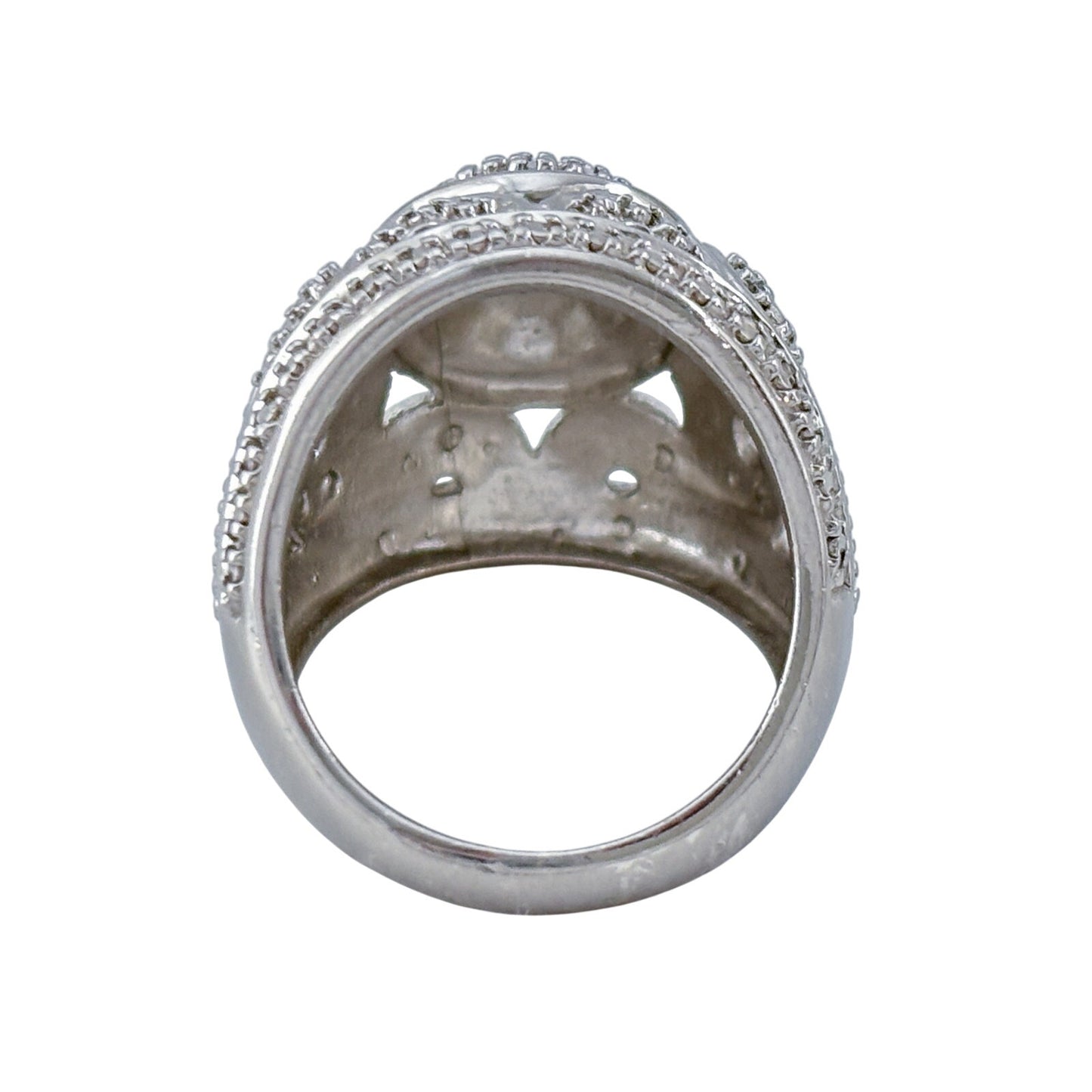 Vintage Sterling Silver 925 Diamond Chip Oval Ring Size 5