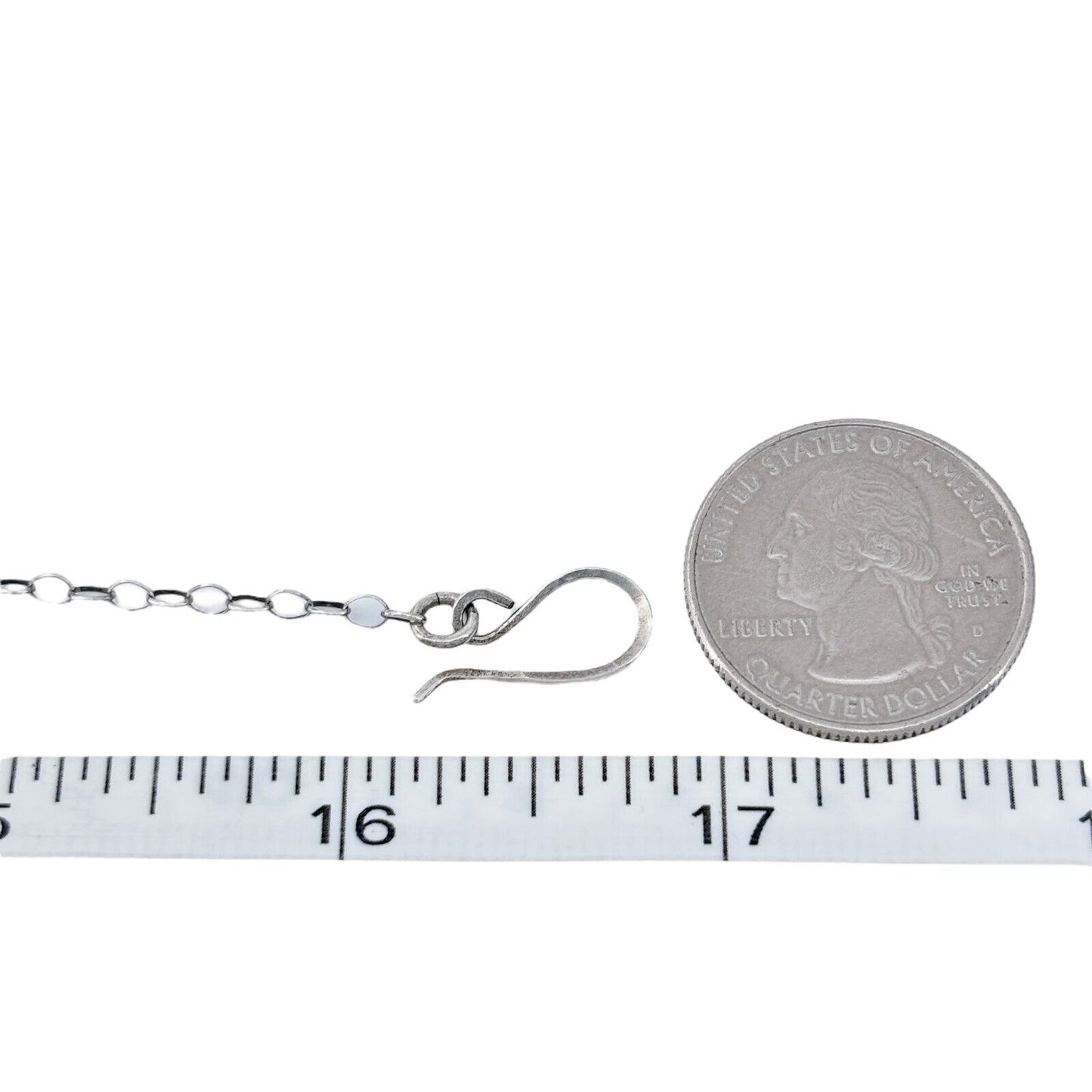 Vintage Silver-Tone Chain Necklace with White Enamel Disk Pendant 16.75"
