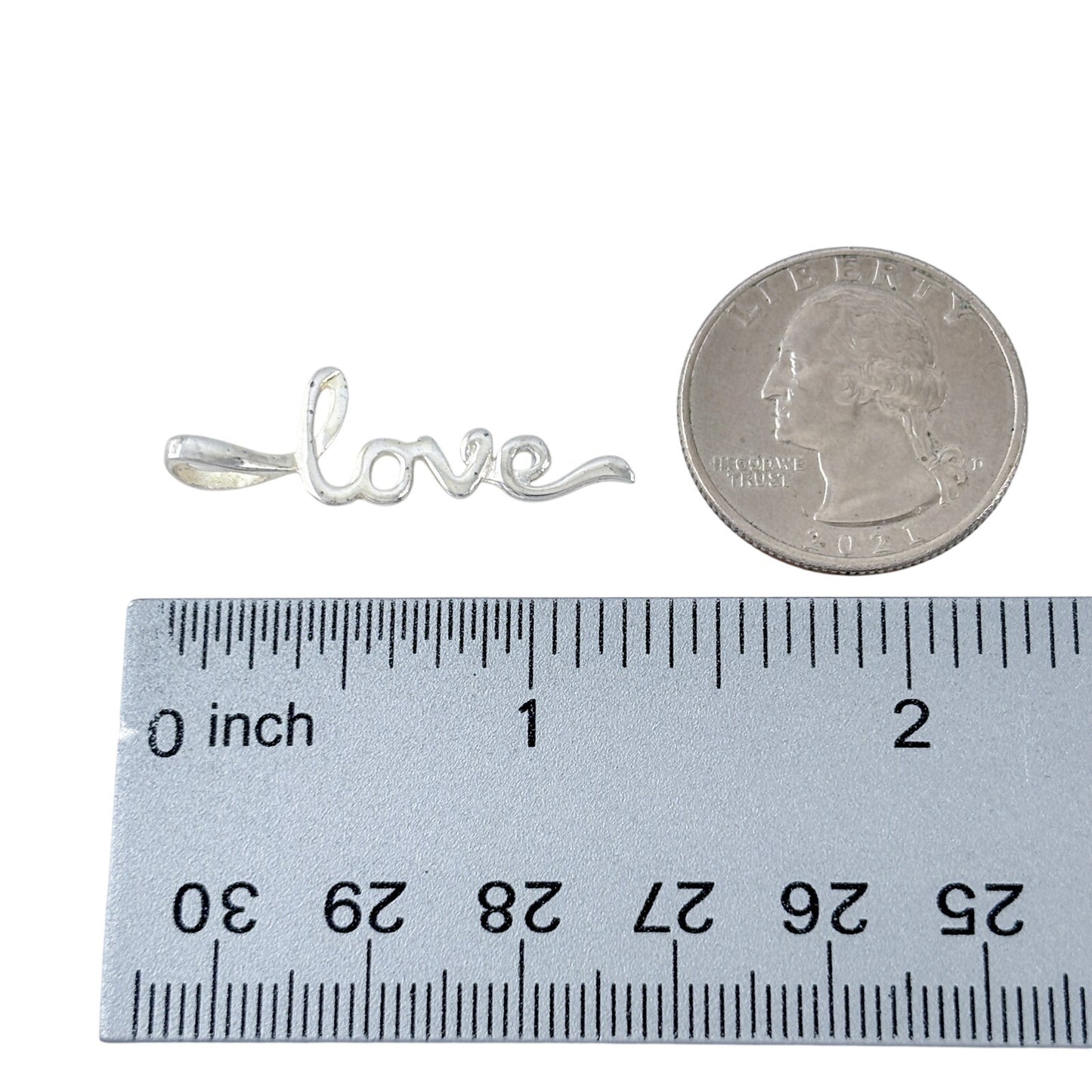 Vintage Sterling Silver 925 Love Script Pendant