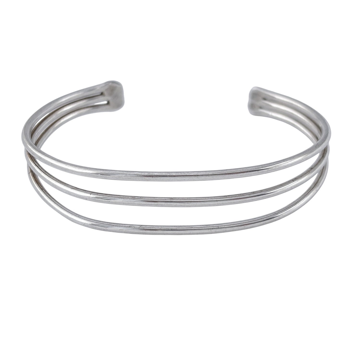 Vintage Sterling Silver 925 Triple Band Cuff Bracelet 7.25"