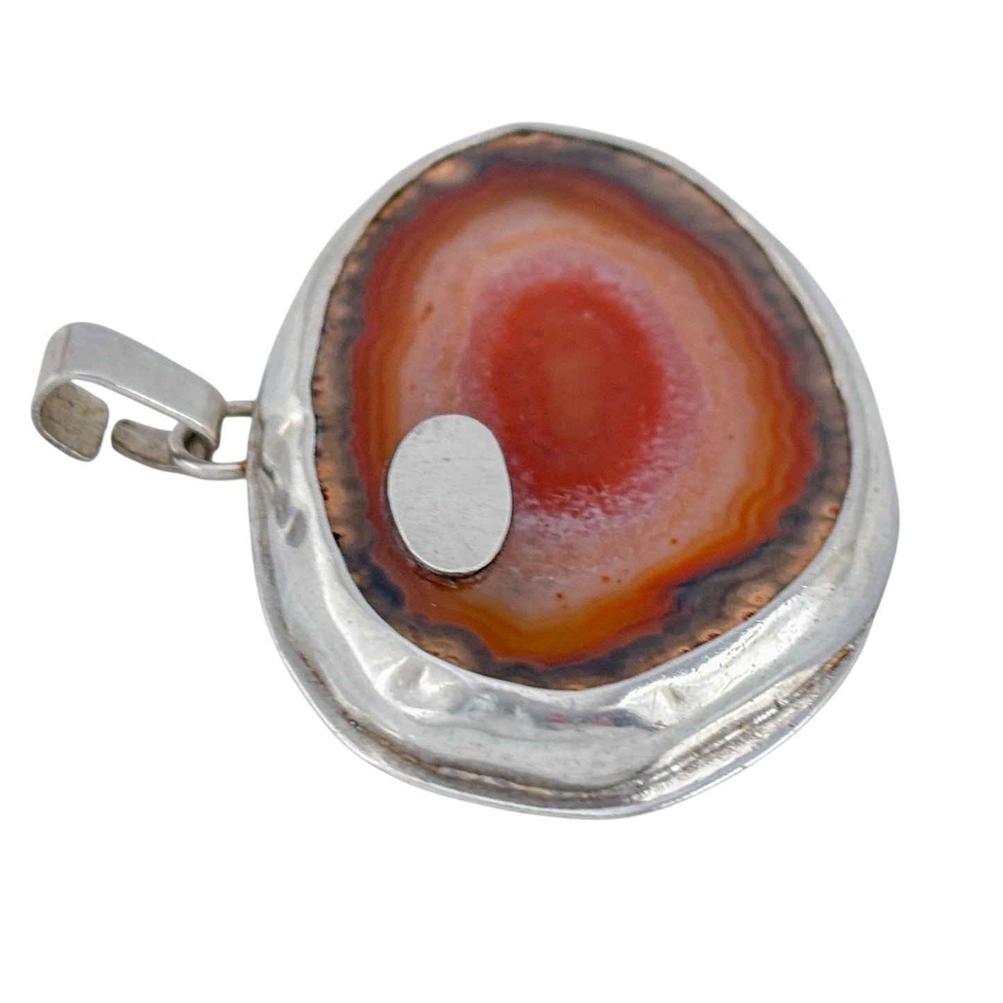 Vintage Sterling Silver 925 Red Banded Agate Pendant