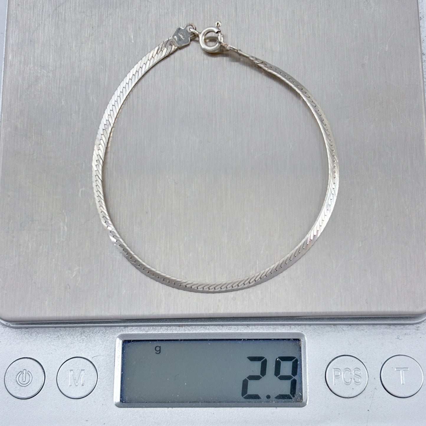 Vintage Italian Sterling Silver 925 Herringbone Bracelet 7"