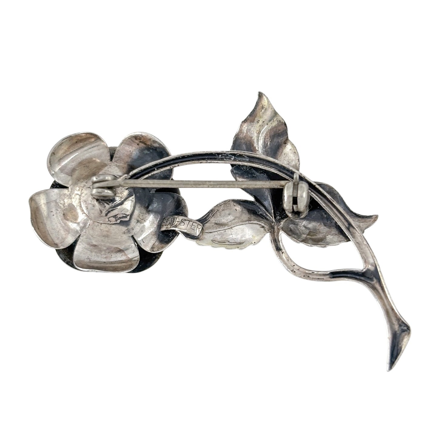Vintage Sterling Silver 925 Rose Flower Brooch