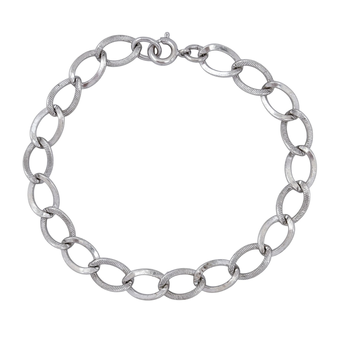 Vintage Sterling Silver 925 Textured Link Chain Bracelet 7"