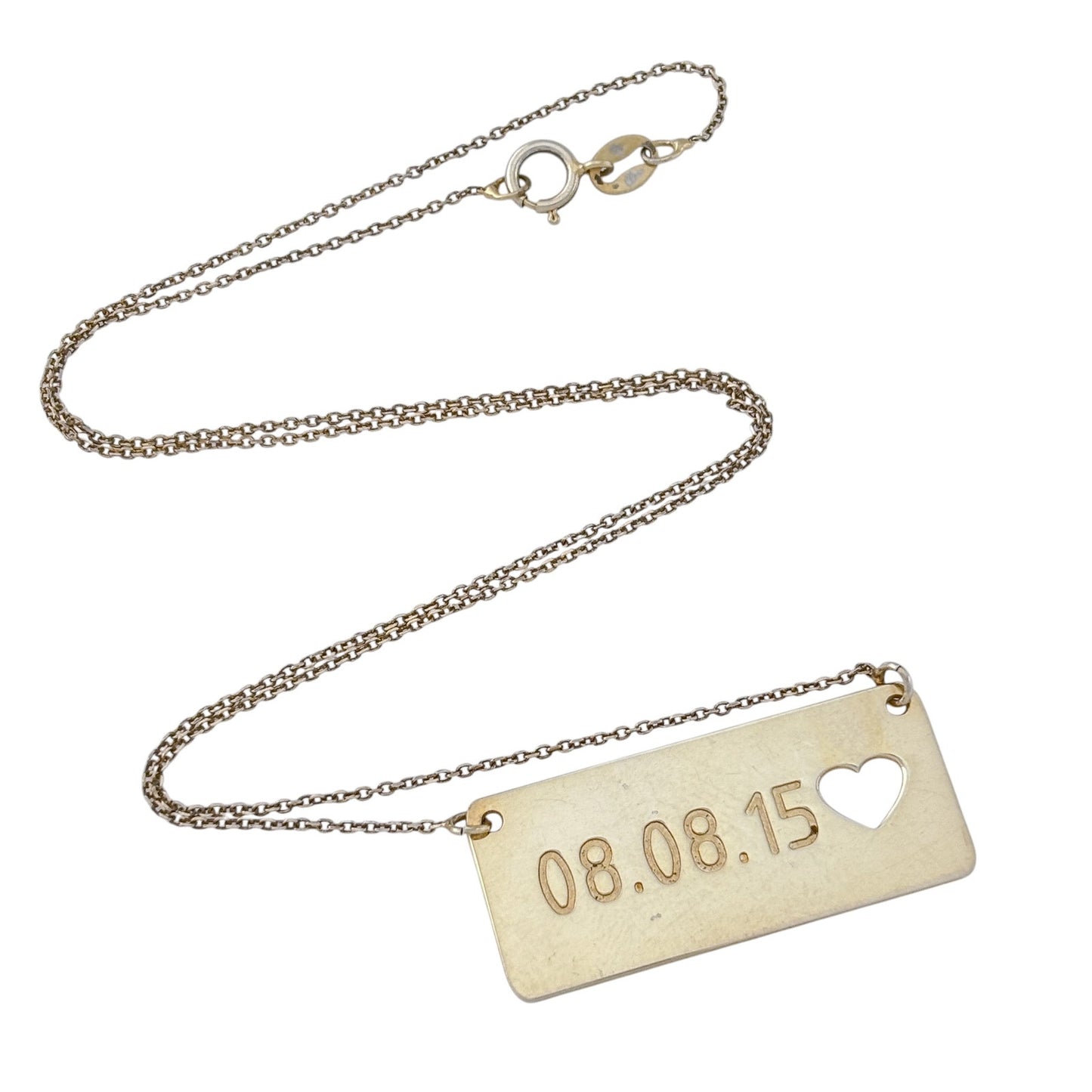 Vintage Sterling Silver 925 Date Bar Necklace 08.08.15 17"