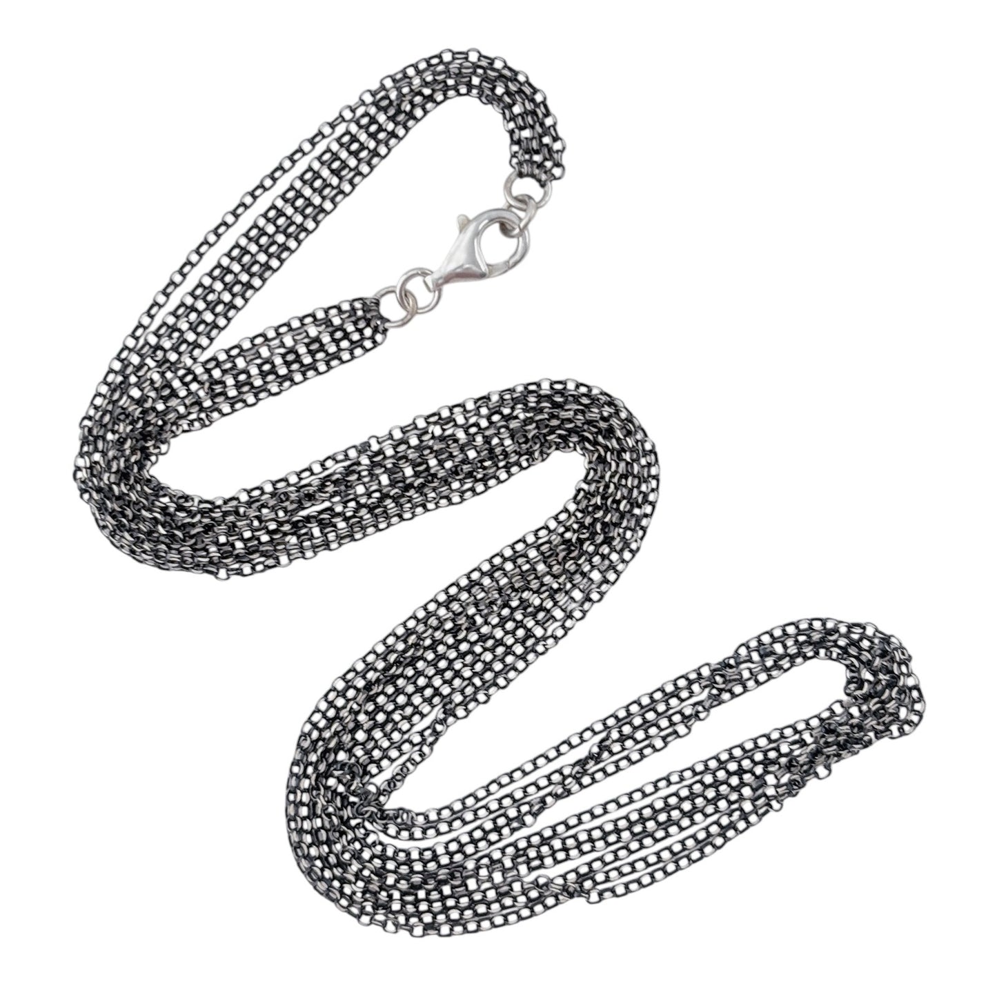 Vintage Sterling Silver 925 Multi Strand Black Cable Necklace 18"