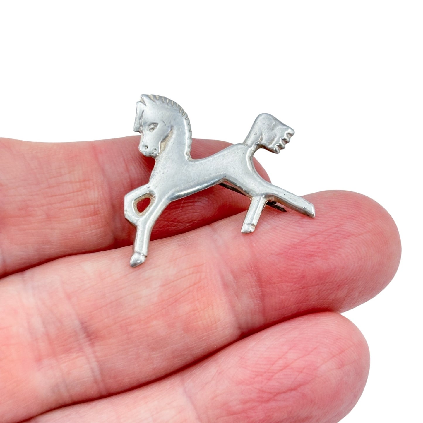 Vintage Sterling Silver 925 Prancing Horse Brooch