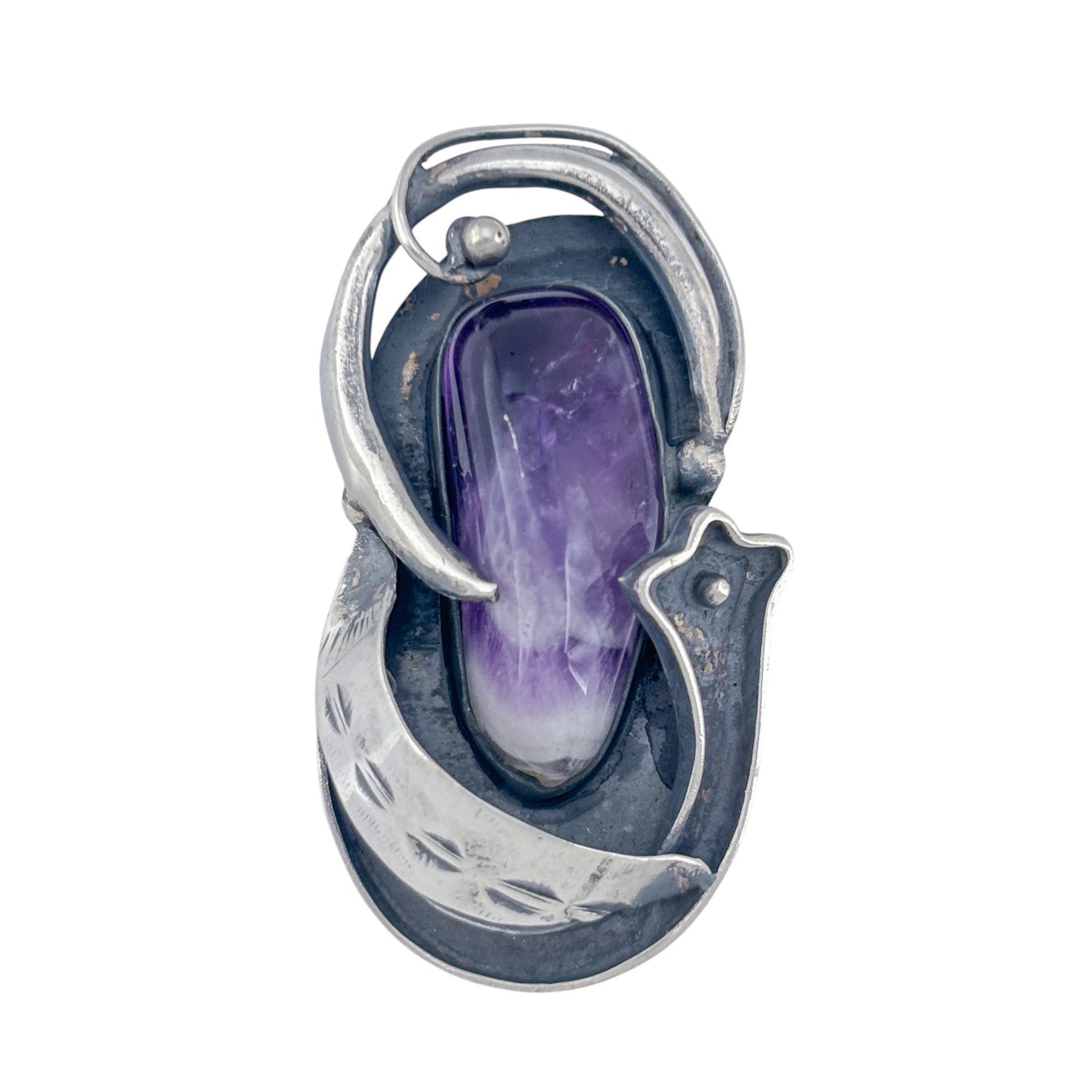 Vintage Sterling Silver 925 Amethyst Brooch