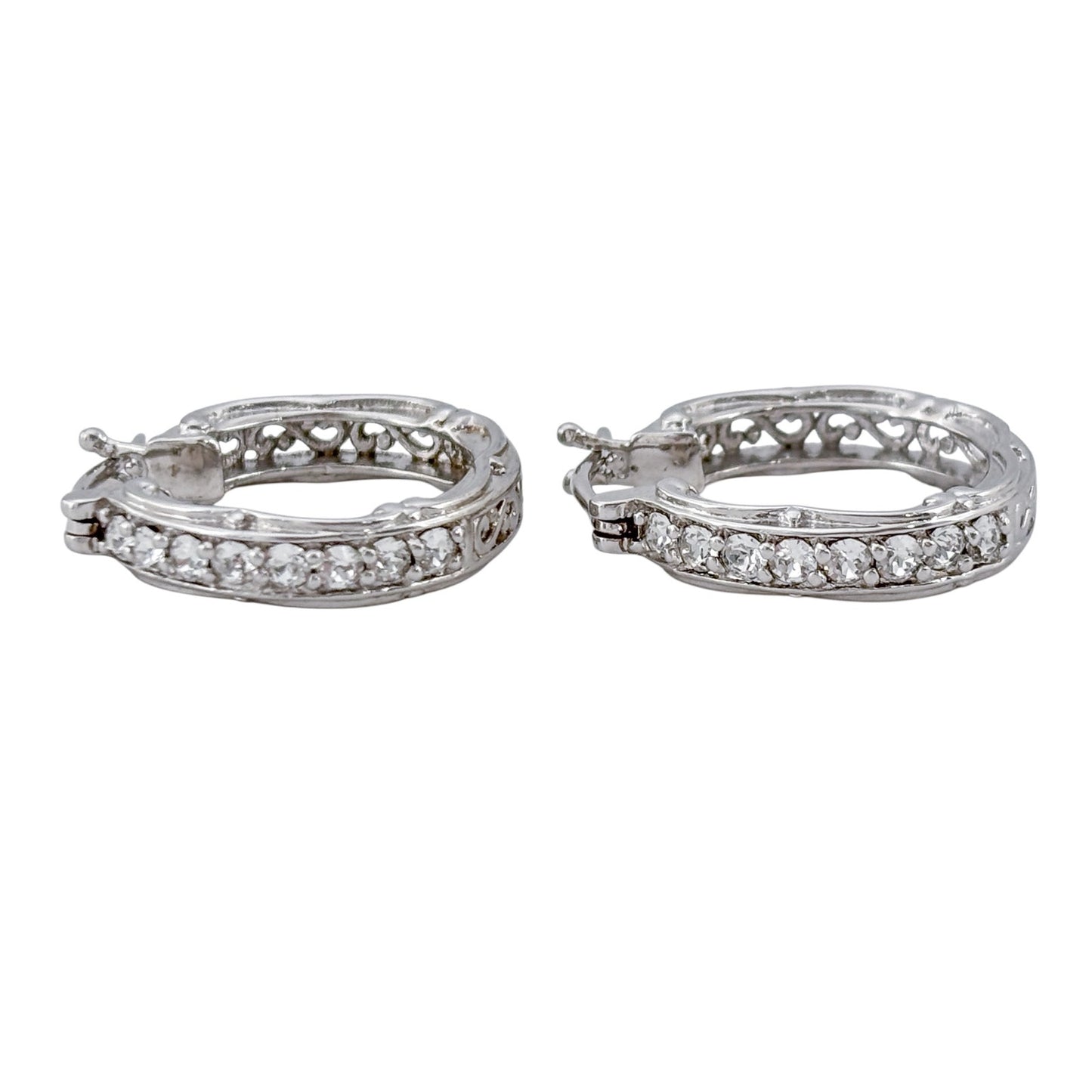 Vintage Sterling Silver 925 Cubic Zirconia Hoop Earrings