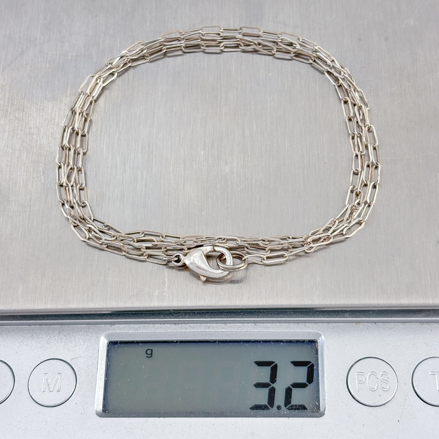 Vintage Sterling Silver 925 Paperclip Chain Necklace 29.5"