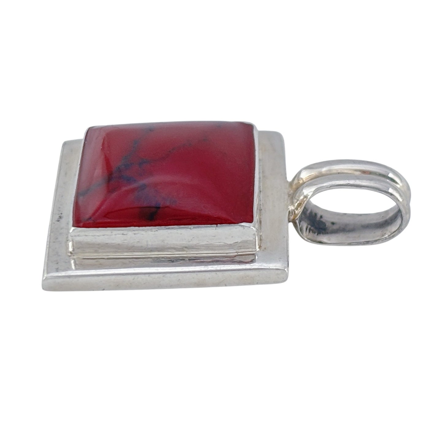 Vintage Mexican Sterling Silver 925 Red Jasper Pendant