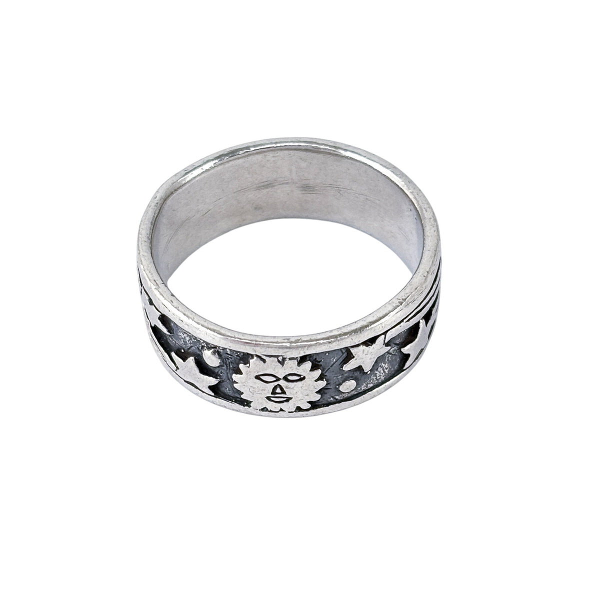 Vintage Sterling Silver 925 Celestial Sun Moon Stars Ring Size 10.75