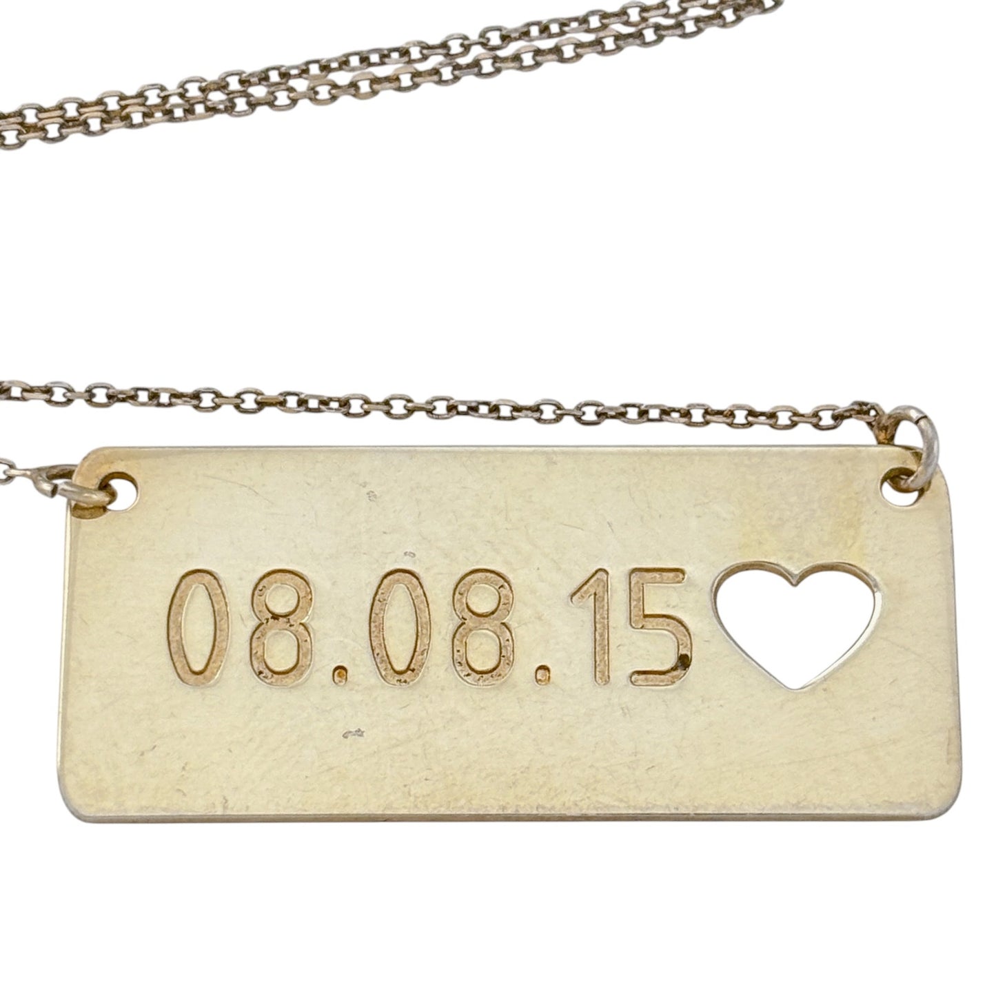 Vintage Sterling Silver 925 Date Bar Necklace 08.08.15 17"