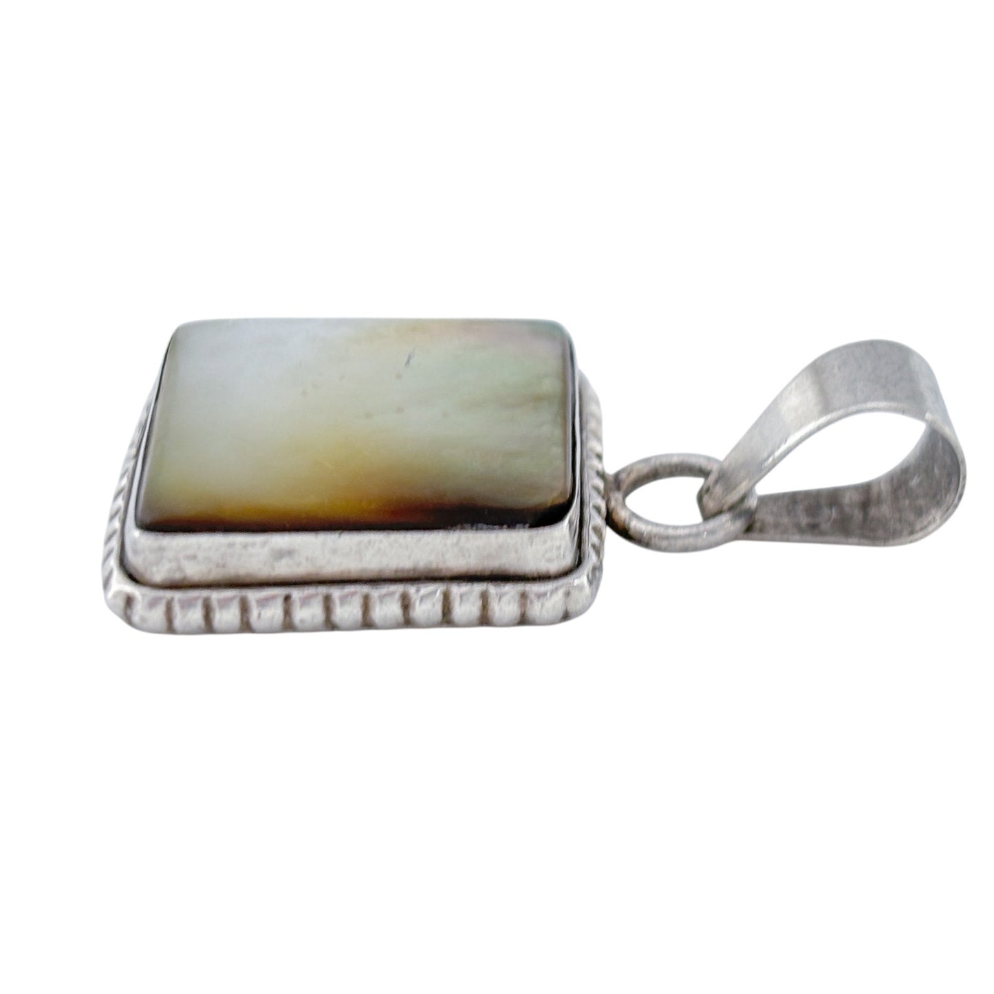 Vintage Sterling Silver 925 Square Abalone Pendant