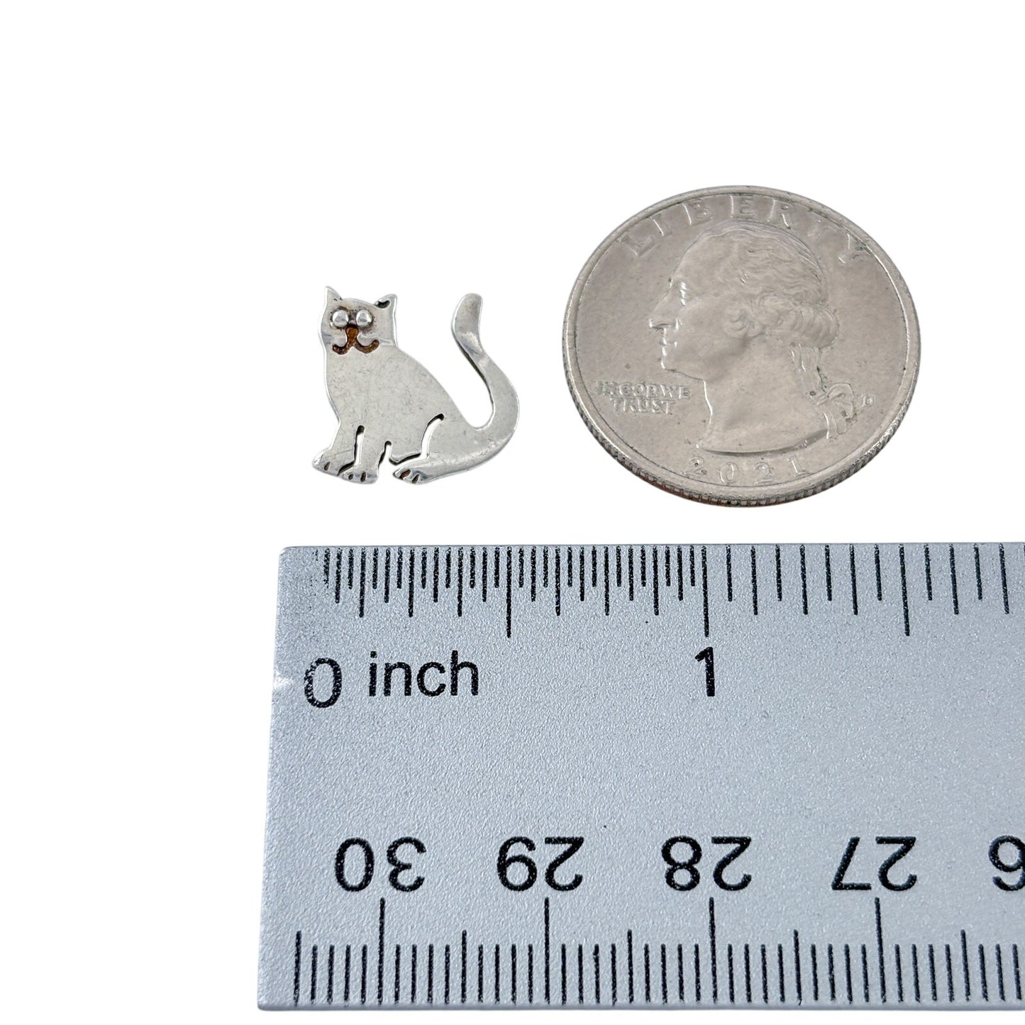 Vintage Sterling Silver 925 Dainty Cat Pendant
