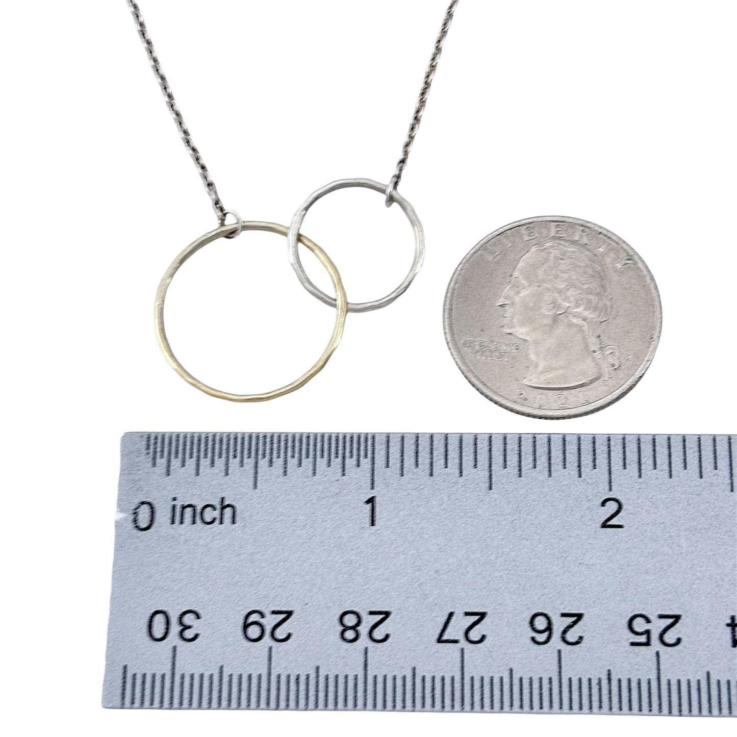 Vintage Sterling Silver 925 Two Tone Interlocking Rings Necklace 18"-20"