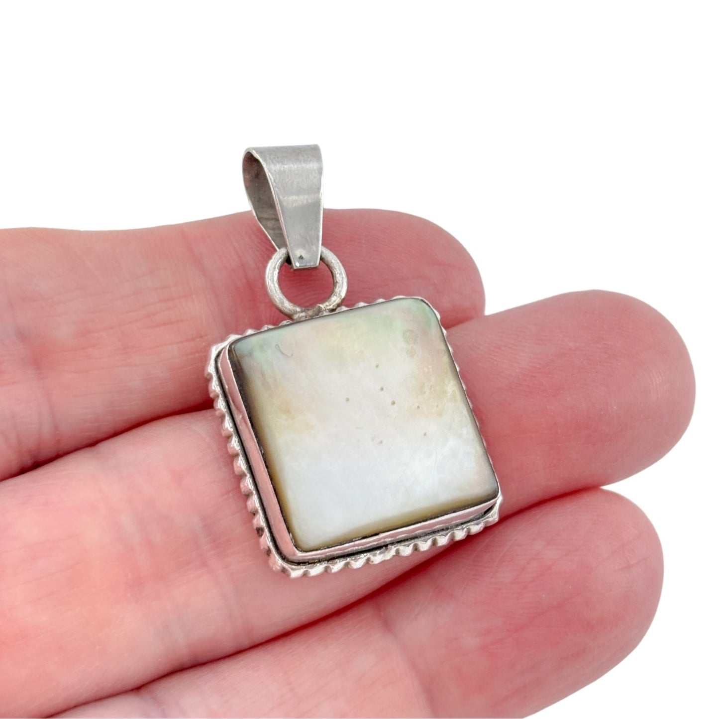 Vintage Sterling Silver 925 Square Abalone Pendant