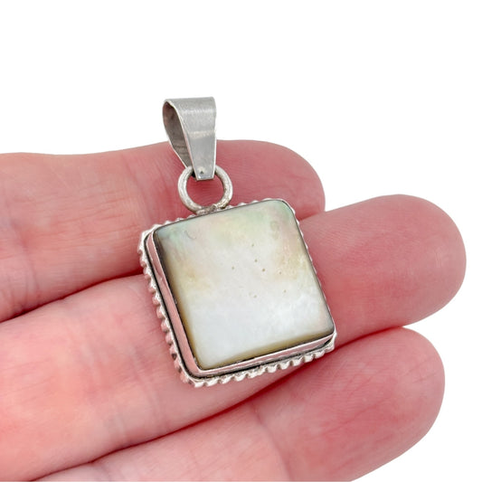 Vintage Sterling Silver 925 Square Abalone Pendant