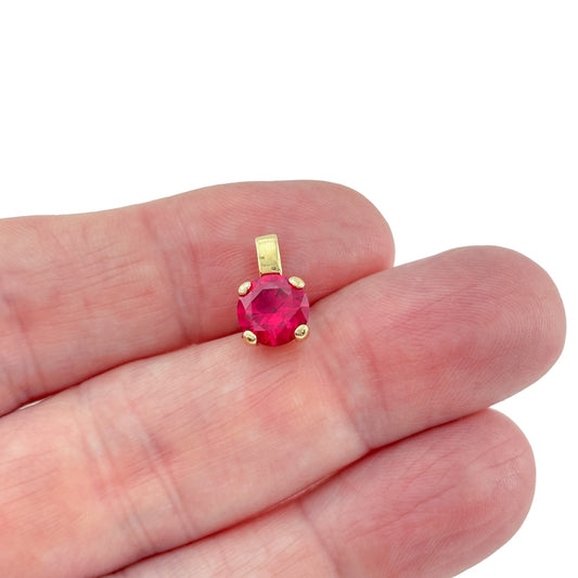 Vintage Gold-Tone Sterling Silver 925 Lab-Created Ruby Pendant