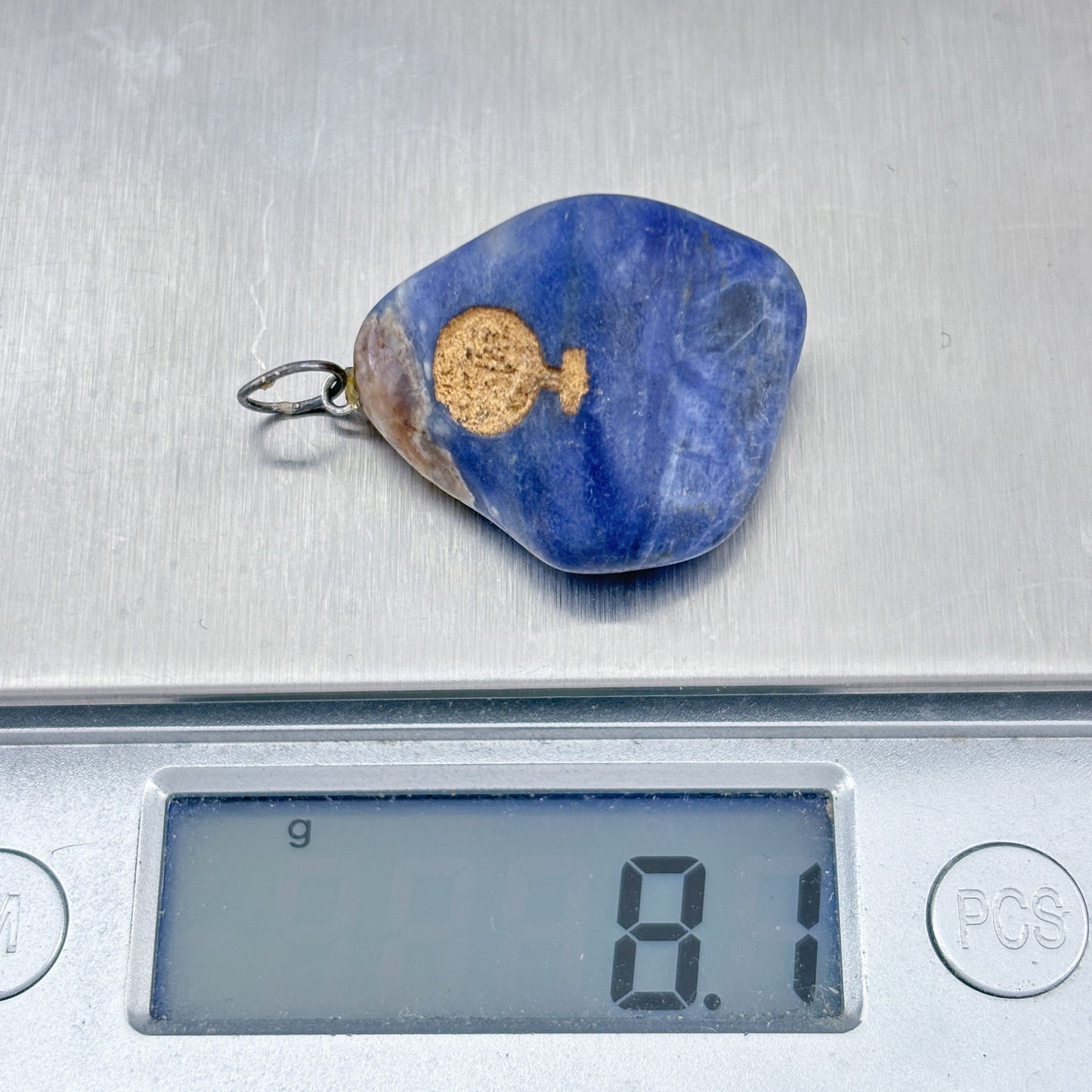 Vintage Silver-Tone Sodalite Tree Symbol Pendant