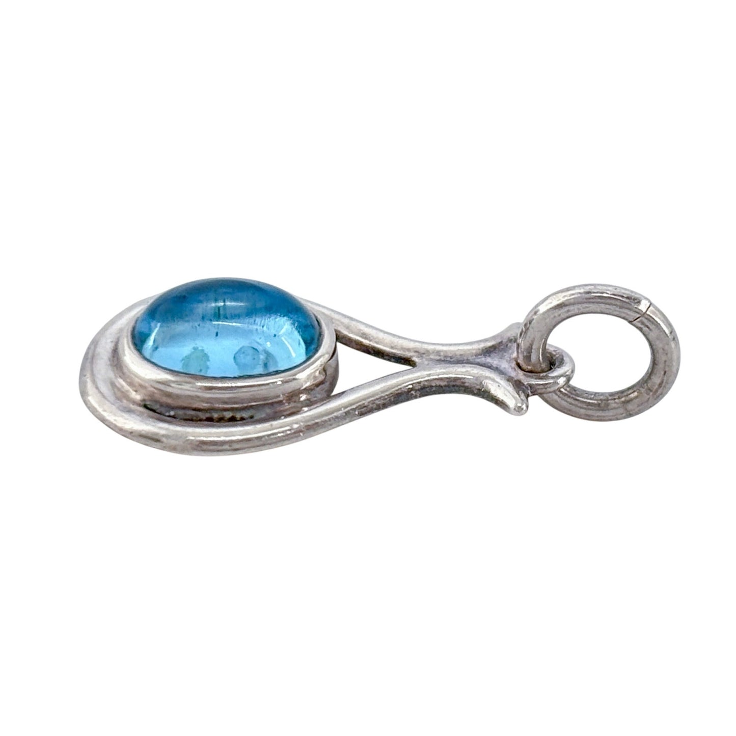 Vintage Sterling Silver 925 Blue Glass Pendant