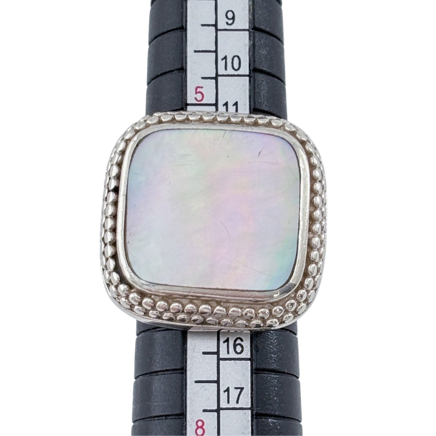Vintage Sterling Silver 925 Square Mother of Pearl Ring Size 6.5