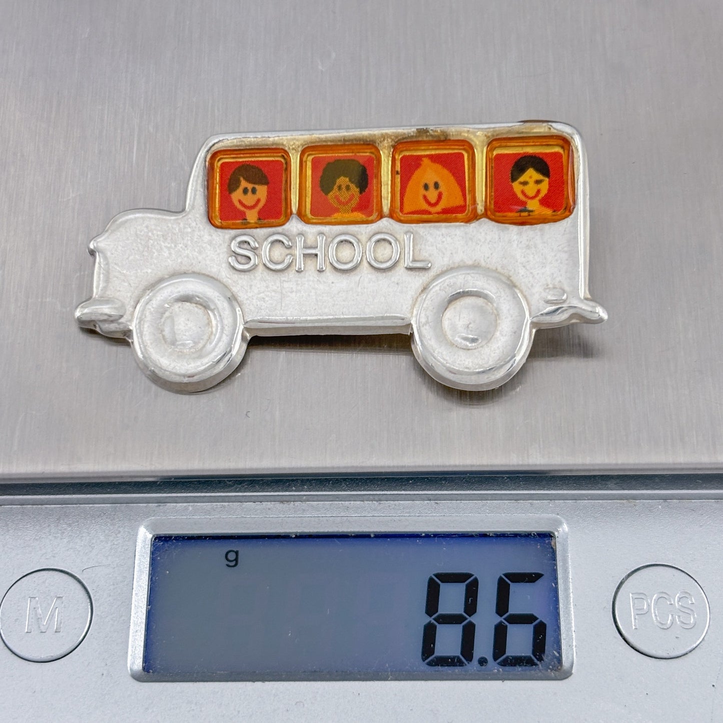 Vintage EFS Mexican Sterling Silver 925 School Bus Brooch