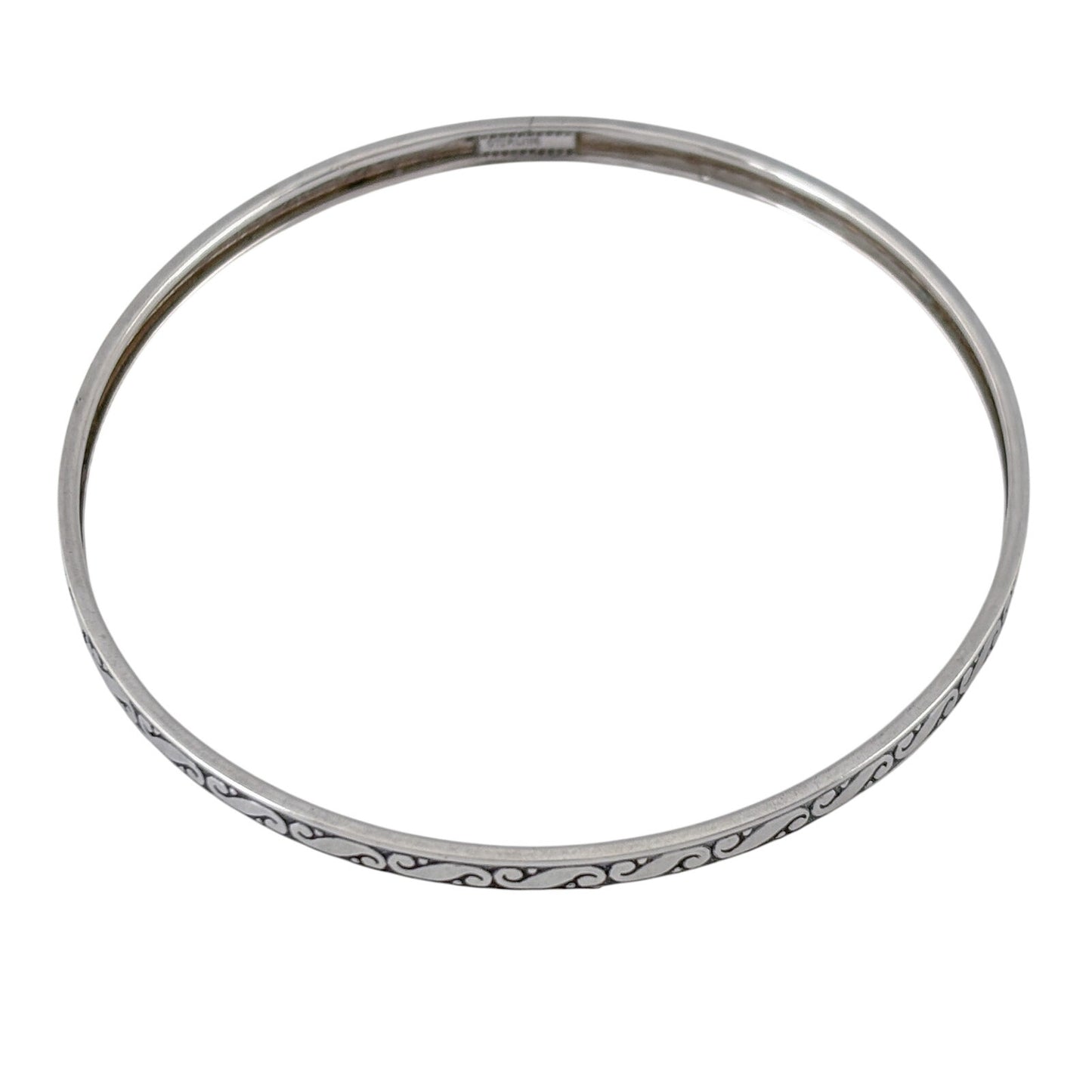 Vintage Sterling Silver 925 Scroll Bangle Bracelet 8"