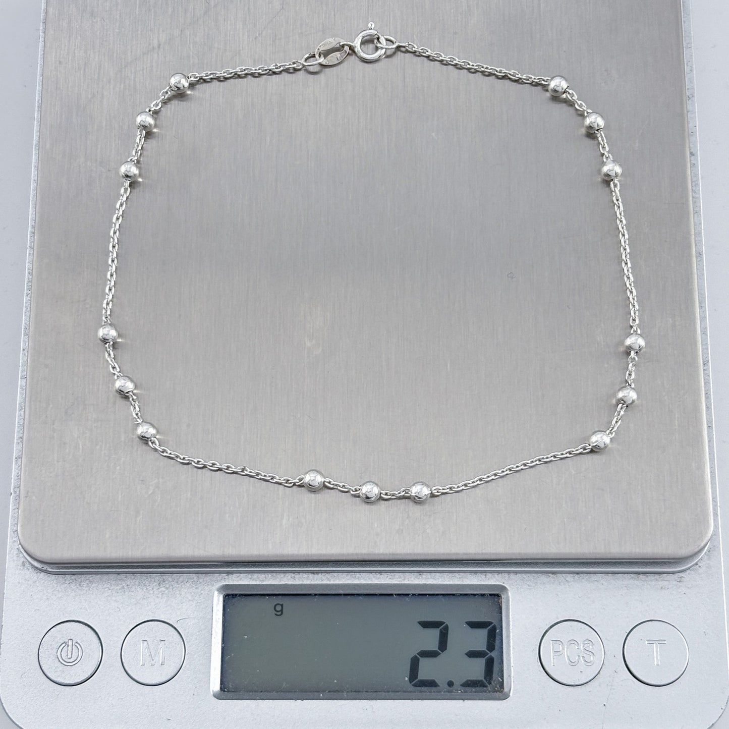 Vintage Italian Sterling Silver 925 Beaded Anklet 10"