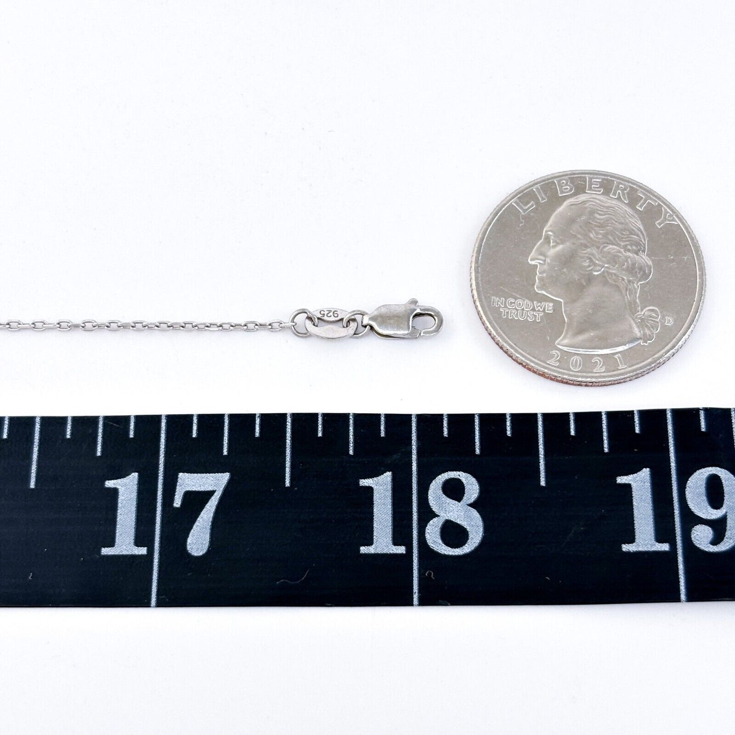 Vintage Sterling Silver 925 0.8mm Adjustable Cable Chain Necklace 16"-18"
