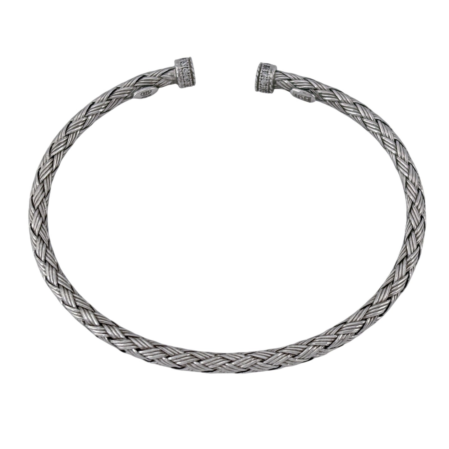 Vintage Sterling Silver 925 Flexible Braided Cuff Bracelet 6.75"