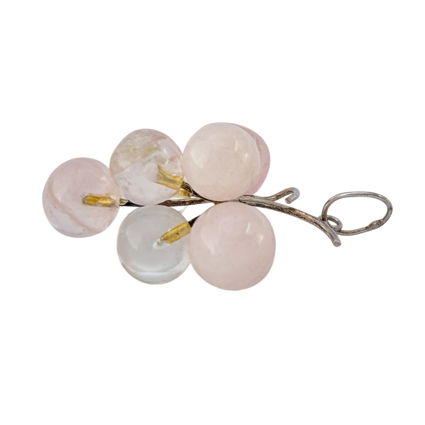 Vintage Sterling Silver 925 Rose Quartz Grape Cluster Pendant