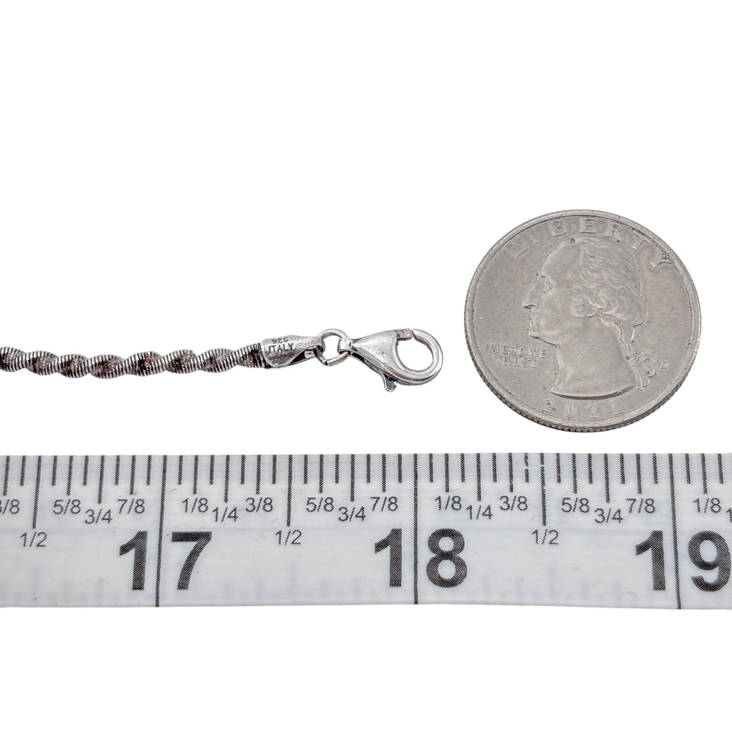 Vintage Italian Sterling Silver 925 Twisted Chain Necklace 16"-18"