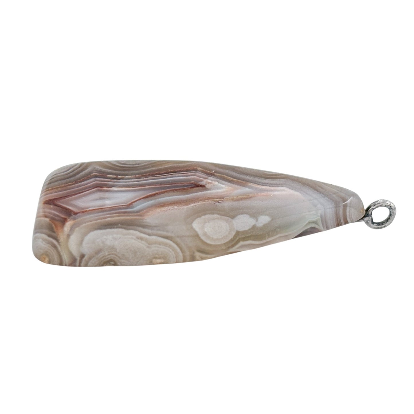 Vintage Sterling Silver 925 Gray Banded Agate Pendant