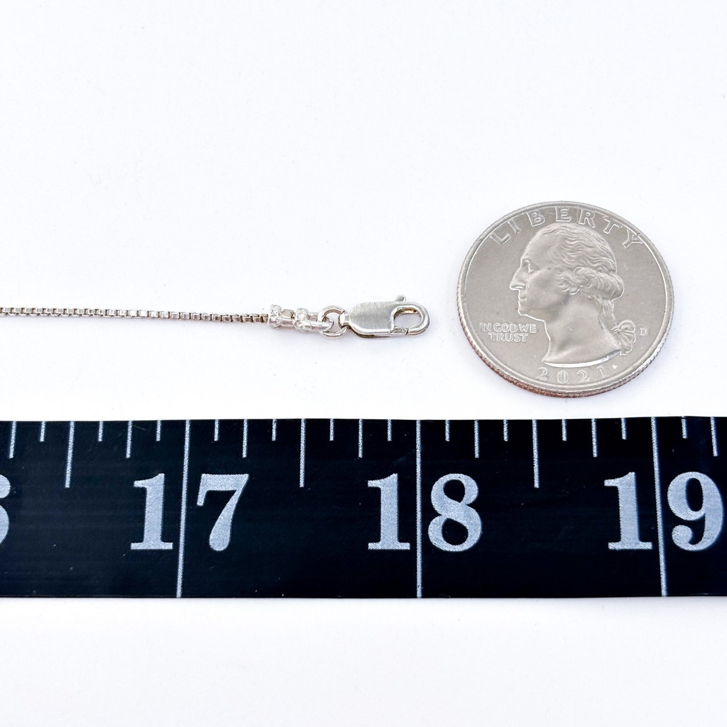 Vintage Italy Sterling Silver 925 Box Chain Necklace 16"-18"