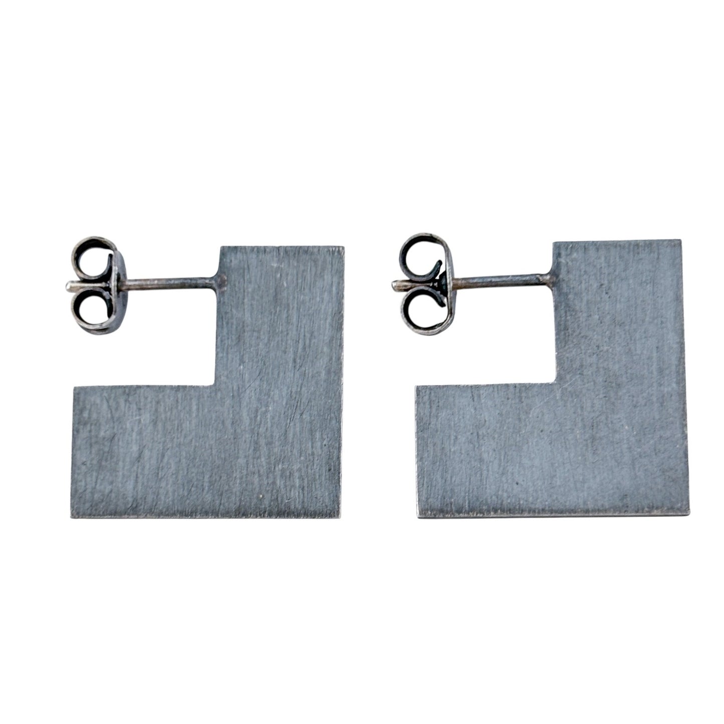 Vintage Sterling Silver 925 L Shaped Earrings