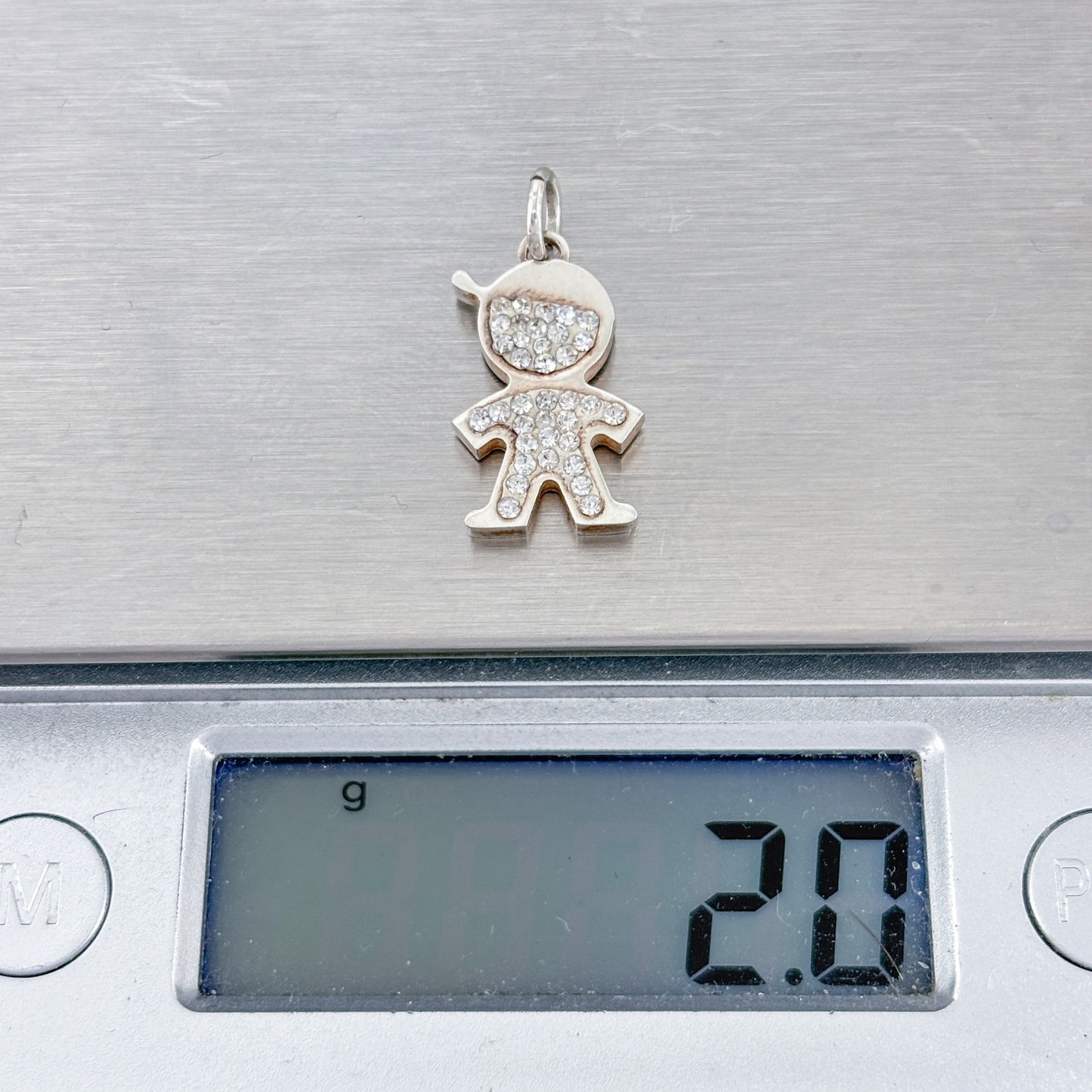 Vintage Italy Sterling Silver 925 Cubic Zirconia Boy Charm
