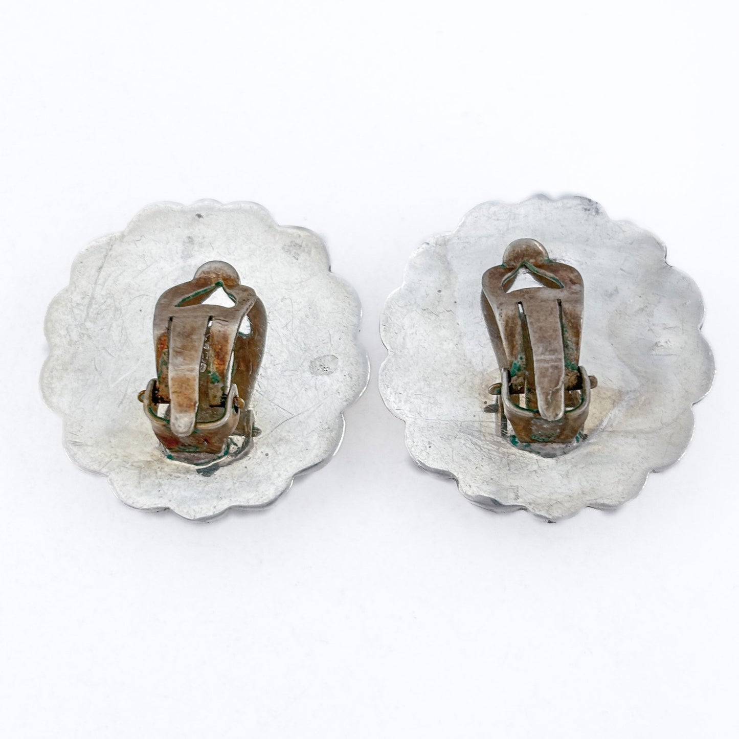 Vintage Sterling Silver 925 Ribbed Dome Clip On Earrings